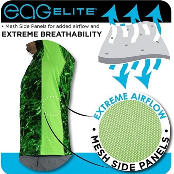 Mossy Oak Elements Performance Fishing Sun Hoodie (Morey Green) Mens S - Picture 6 of 7